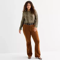 a.n.a Womens Crew Neck Long Sleeve Plus T-Shirt