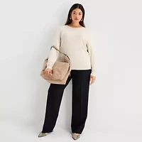 Worthington Plus Womens Crew Neck Long Sleeve Pullover Sweater