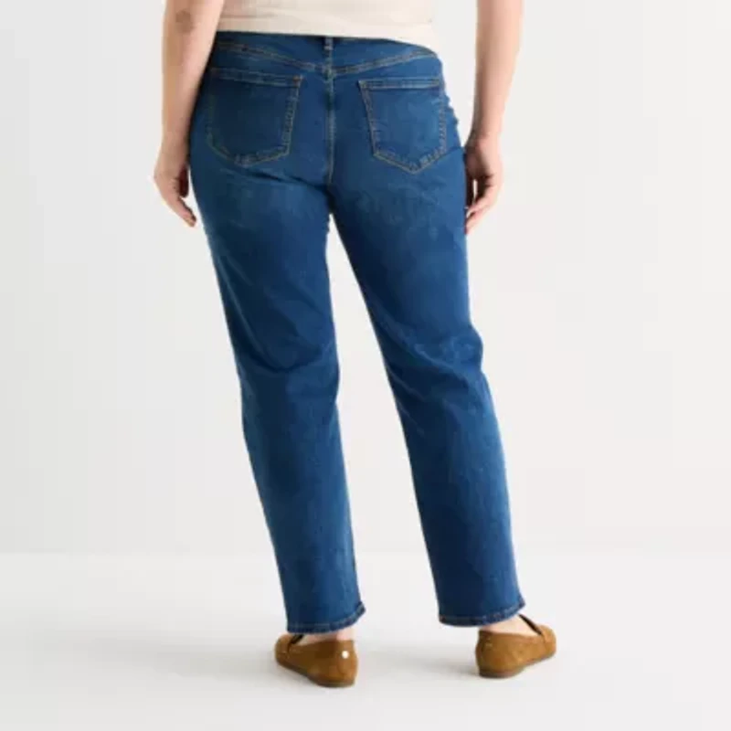 Liz Claiborne Lana Womens Plus High Rise Straight Leg Jean
