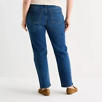 Liz Claiborne Lana Womens Plus High Rise Straight Leg Jean