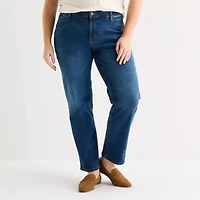 Liz Claiborne Lana Womens Plus High Rise Straight Leg Jean