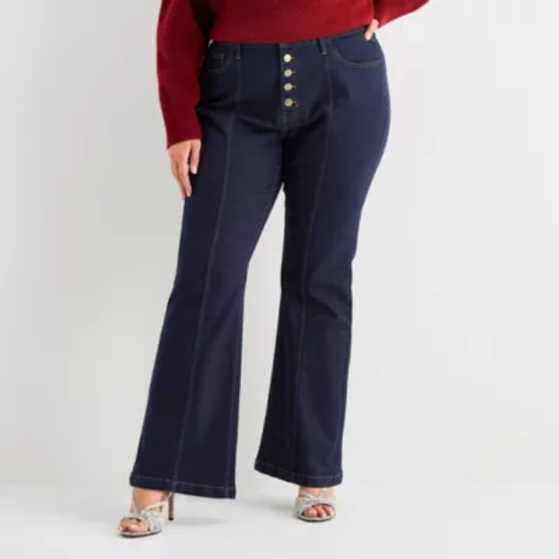 Bold Elements Womens Plus High Rise Flare Leg Jean