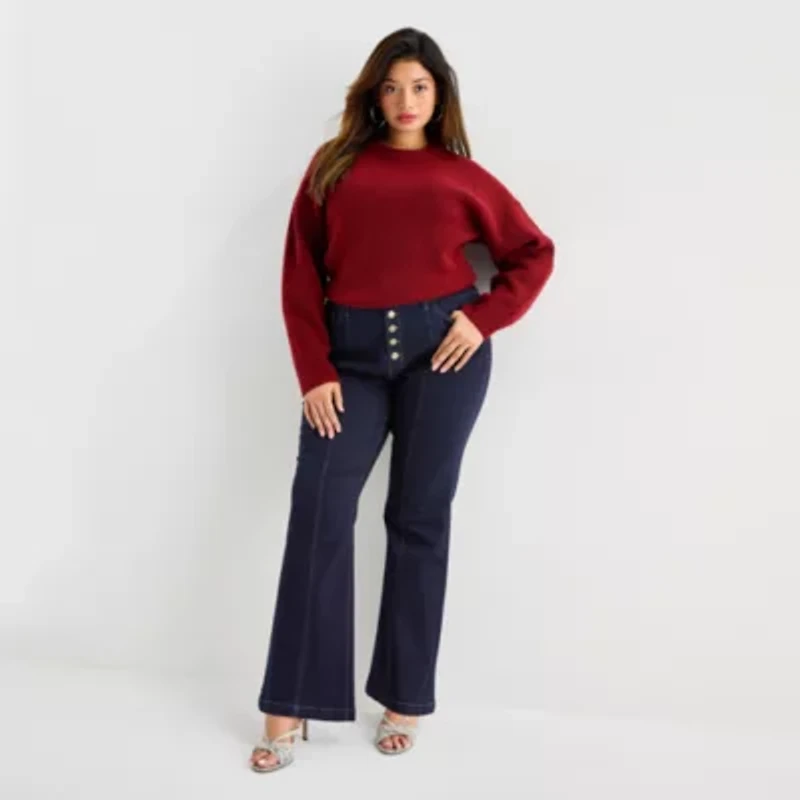 Bold Elements Womens Plus High Rise Flare Leg Jean