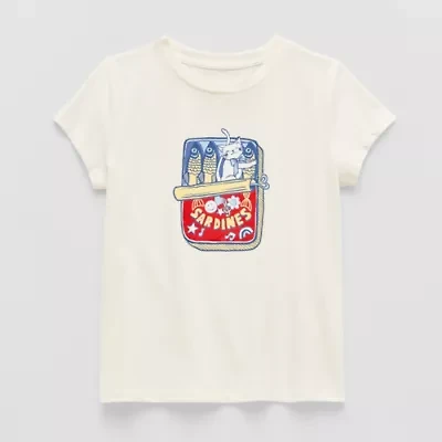 Thereabouts Little & Big Kid Girls Crew Neck Short Sleeve Classic Fit Graphic T-Shirt