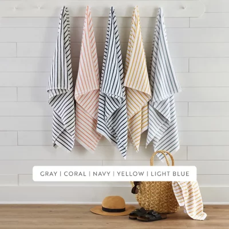 4-Pack Cabana Stripe Beach Pool Towels - 100% Absorbent Cotton, 30 X 70