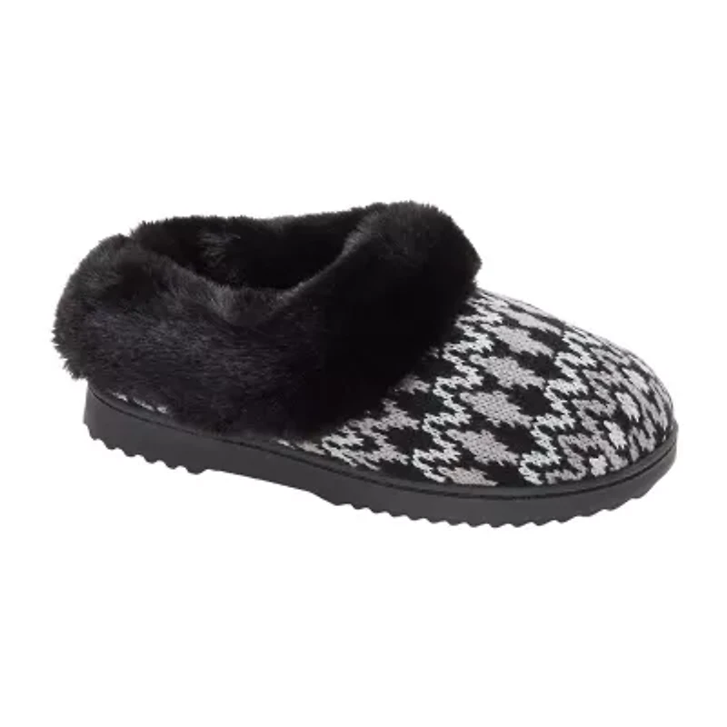 Dearfoams Hannah Festive Knit Womens Memory Foam Clog Slippers