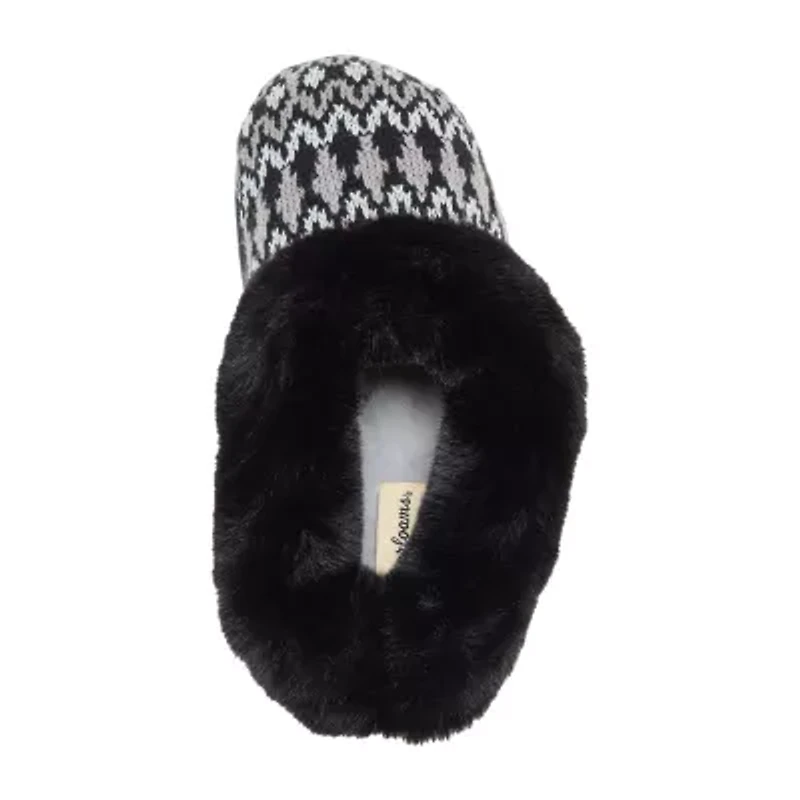 Dearfoams Hannah Festive Knit Womens Memory Foam Clog Slippers