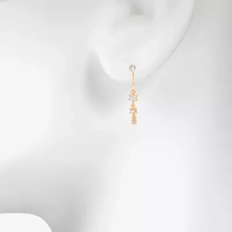 Bijoux Bar Delicates Gold Tone Womens Glass Round Drop Earrings