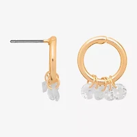 Bijoux Bar Delicates Gold Tone Womens Cubic Zirconia Round Drop Earrings