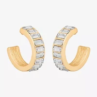 Bijoux Bar Delicates Gold Tone Womens Glass 17.5mm Round Hoop Earrings