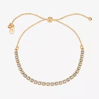 Bijoux Bar Delicates Gold Tone Womens Glass Round Bolo Bracelet
