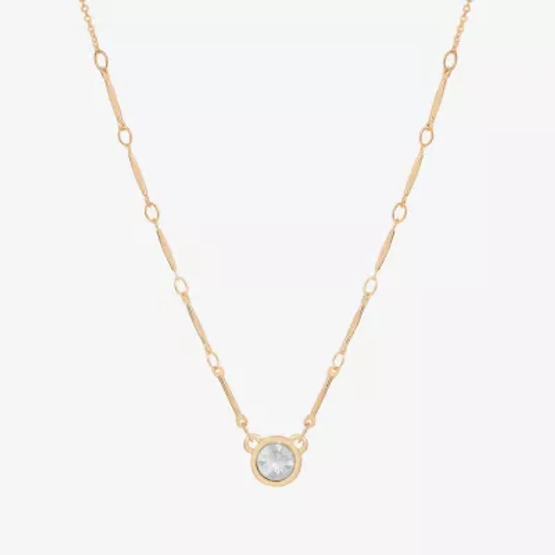 Bijoux Bar Delicates Gold Tone Womens Glass Round 16 Inch Pendant Necklace