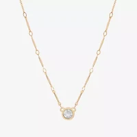Bijoux Bar Delicates Gold Tone Womens Glass Round 16 Inch Pendant Necklace