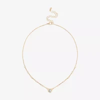 Bijoux Bar Delicates Gold Tone Womens Glass Round 16 Inch Pendant Necklace