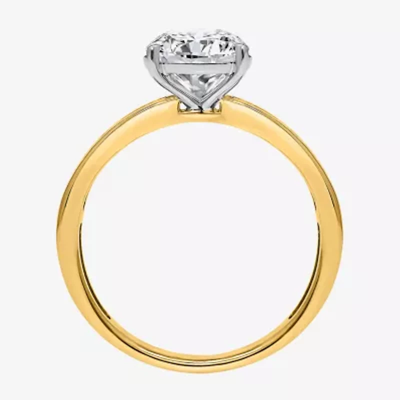 I, Si2 Womens 2 CT. T.W. Lab Grown White Diamond 10K Gold Round Side Stone Engagement Ring