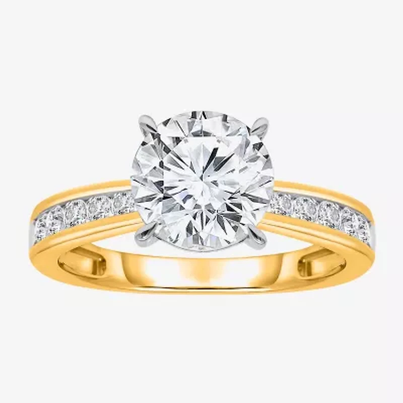 I, Si2 Womens 2 CT. T.W. Lab Grown White Diamond 10K Gold Round Side Stone Engagement Ring