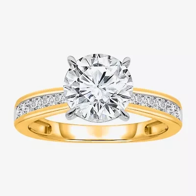 I, Si2 Womens 2 CT. T.W. Lab Grown White Diamond 10K Gold Round Side Stone Engagement Ring