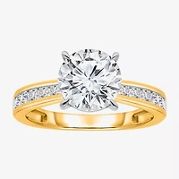 I, Si2 Womens 2 CT. T.W. Lab Grown White Diamond 10K Gold Round Side Stone Engagement Ring