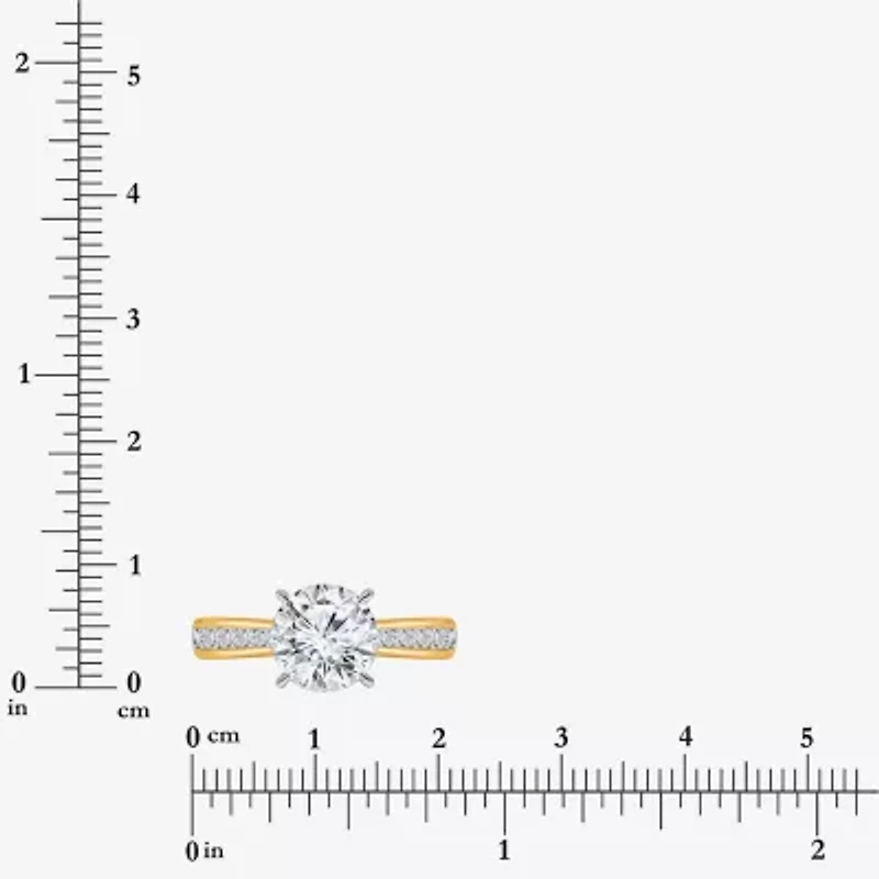 I, Si2 Womens 2 CT. T.W. Lab Grown White Diamond 10K Gold Round Side Stone Engagement Ring