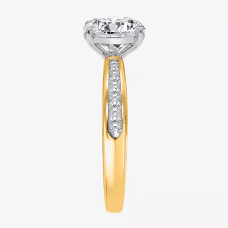 I, Si2 Womens 2 CT. T.W. Lab Grown White Diamond 10K Gold Round Side Stone Engagement Ring