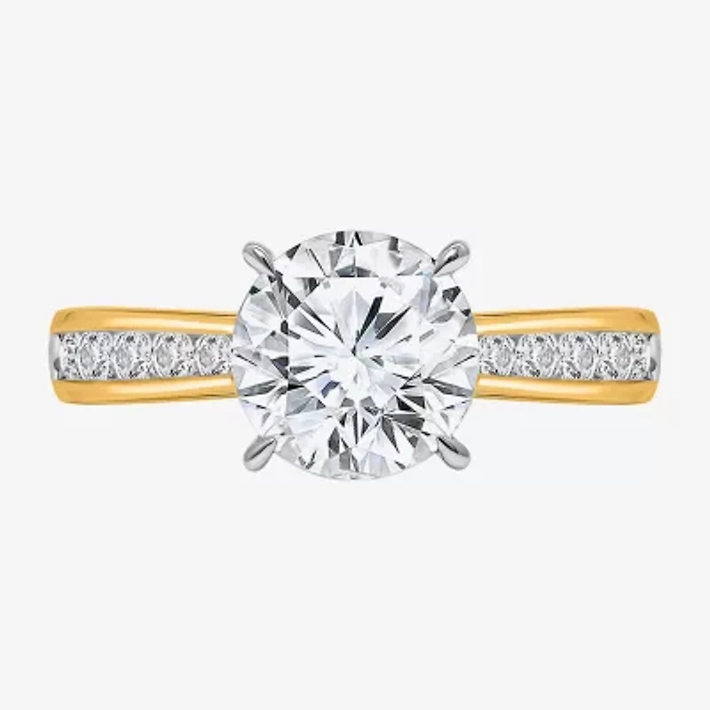 I, Si2 Womens 2 CT. T.W. Lab Grown White Diamond 10K Gold Round Side Stone Engagement Ring