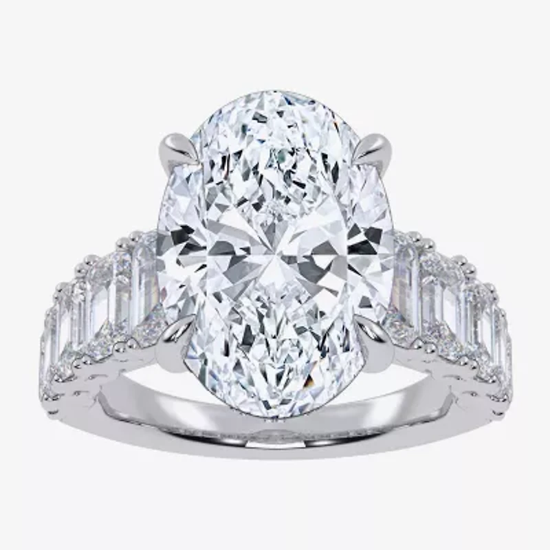Signature By Modern Bride (G/Vs2-Si1) Womens 8 1/4 Ct. T.W. Lab Grown White Diamond 14K Gold Oval Side Stone Engagement Ring