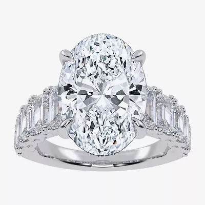 Signature By Modern Bride (G/Vs2-Si1) Womens 8 1/4 Ct. T.W. Lab Grown White Diamond 14K Gold Oval Side Stone Engagement Ring