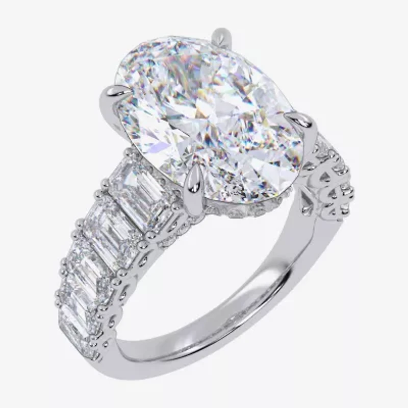 Signature By Modern Bride (G/Vs2-Si1) Womens 8 1/4 Ct. T.W. Lab Grown White Diamond 14K Gold Oval Side Stone Engagement Ring