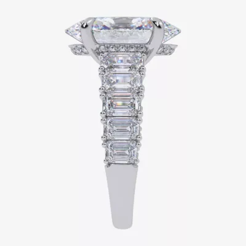 Signature By Modern Bride (G/Vs2-Si1) Womens 8 1/4 Ct. T.W. Lab Grown White Diamond 14K Gold Oval Side Stone Engagement Ring