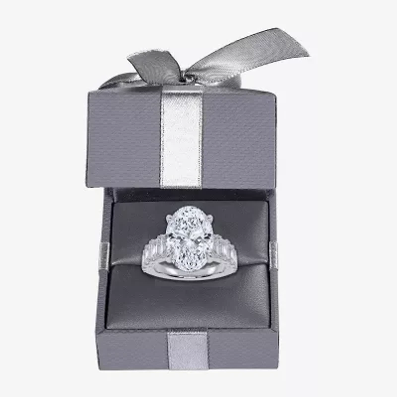 Signature By Modern Bride (G/Vs2-Si1) Womens 8 1/4 Ct. T.W. Lab Grown White Diamond 14K Gold Oval Side Stone Engagement Ring