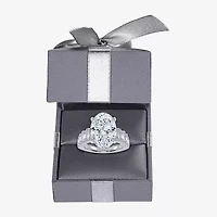 Signature By Modern Bride (G/Vs2-Si1) Womens 8 1/4 Ct. T.W. Lab Grown White Diamond 14K Gold Oval Side Stone Engagement Ring