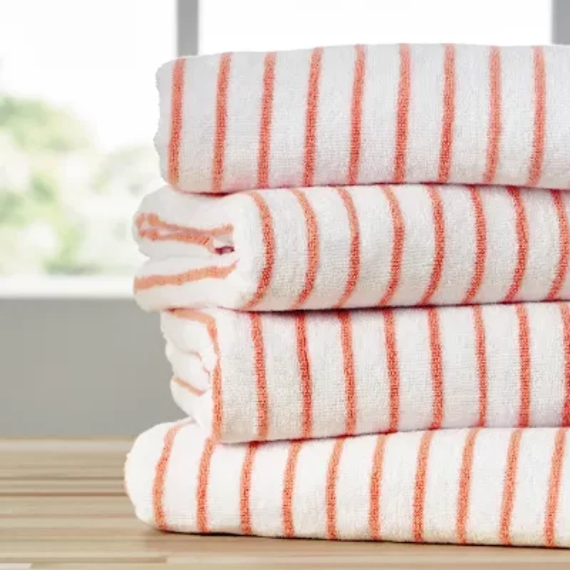 4-Pack Cabana Stripe Beach Pool Towels - 100% Absorbent Cotton, 30 X 70
