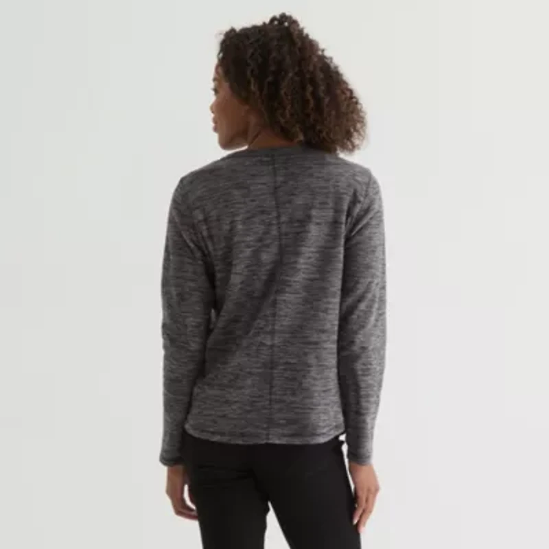 St. John's Bay Womens V Neck Polar Fleece Long Sleeve Sweatshirt