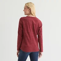 St. John's Bay Womens V Neck Polar Fleece Long Sleeve Sweatshirt