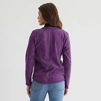 St. John's Bay Womens V Neck Polar Fleece Long Sleeve Sweatshirt
