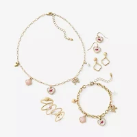 Bijoux Bar Delicates Gold Tone Womens Simulated Pearl Bow Clover Flower 16 Inch Pendant Necklace