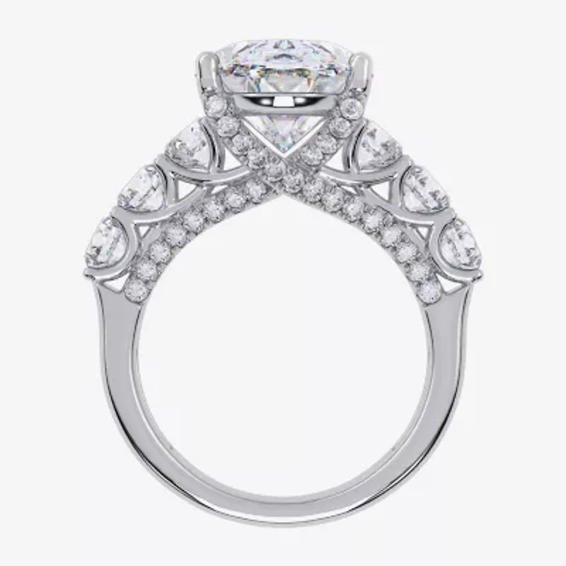 Signature By Modern Bride (G, Vs2-Si1) Womens 7 1/2 Ct. T.W. Lab Grown White Diamond 14K Gold Oval Side Stone Engagement Ring