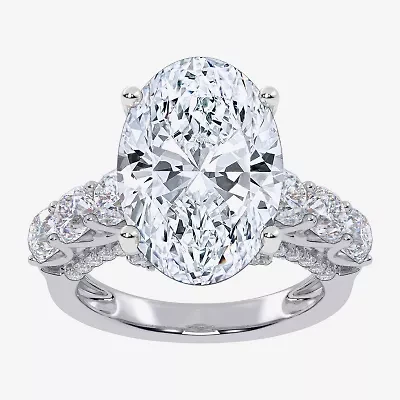 Signature By Modern Bride (G, Vs2-Si1) Womens 7 1/2 Ct. T.W. Lab Grown White Diamond 14K Gold Oval Side Stone Engagement Ring