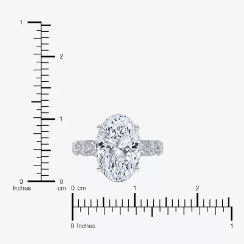 Signature By Modern Bride (G, Vs2-Si1) Womens 7 1/2 Ct. T.W. Lab Grown White Diamond 14K Gold Oval Side Stone Engagement Ring