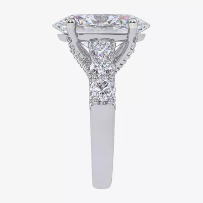 Signature By Modern Bride (G, Vs2-Si1) Womens 7 1/2 Ct. T.W. Lab Grown White Diamond 14K Gold Oval Side Stone Engagement Ring