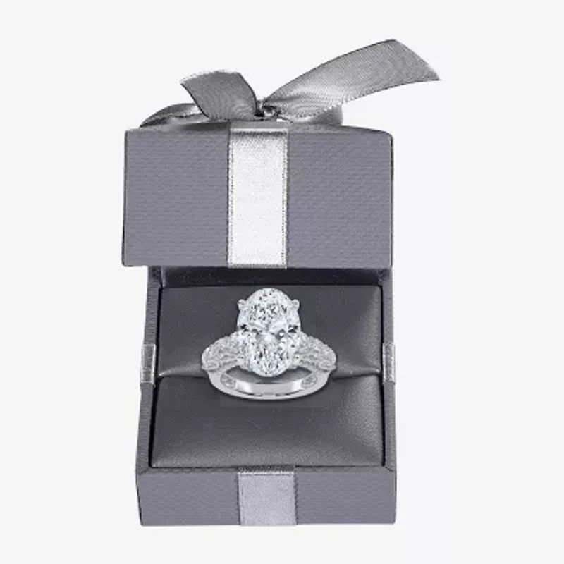 Signature By Modern Bride (G, Vs2-Si1) Womens 7 1/2 Ct. T.W. Lab Grown White Diamond 14K Gold Oval Side Stone Engagement Ring