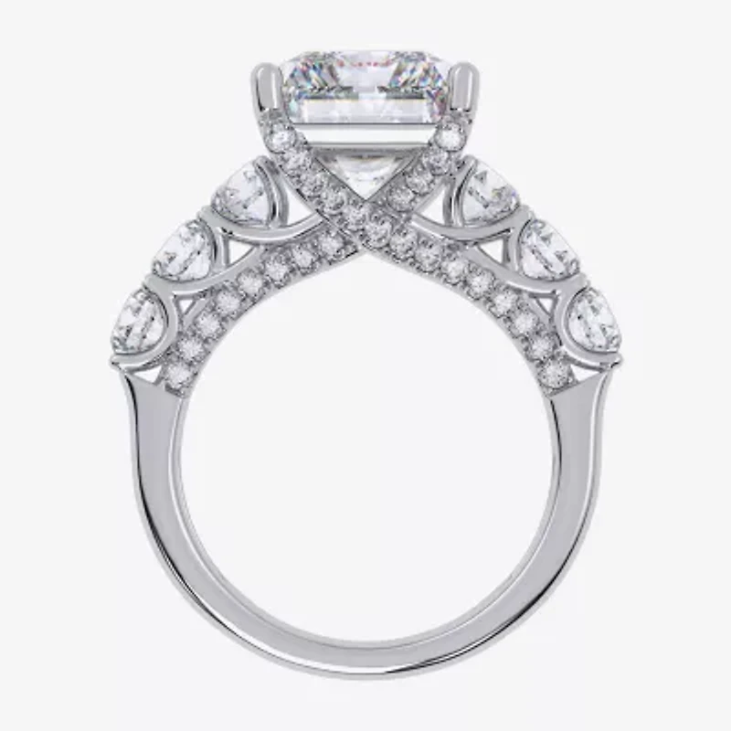 Signature By Modern Bride (G, Vs2-Si1) Womens 7 1/2 Ct. T.W. Lab Grown White Diamond 14K Gold Rectangular Side Stone Engagement Ring