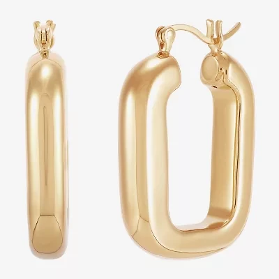 Silver Addiction Womens 14K Gold Over Silver Hoop Earrings