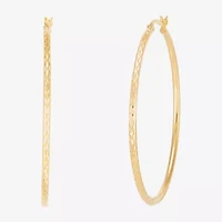 Silver Addiction Womens 14K Gold Over Silver 64mm Hoop Earrings