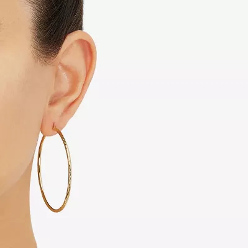 Silver Addiction Womens 14K Gold Over Silver 64mm Hoop Earrings
