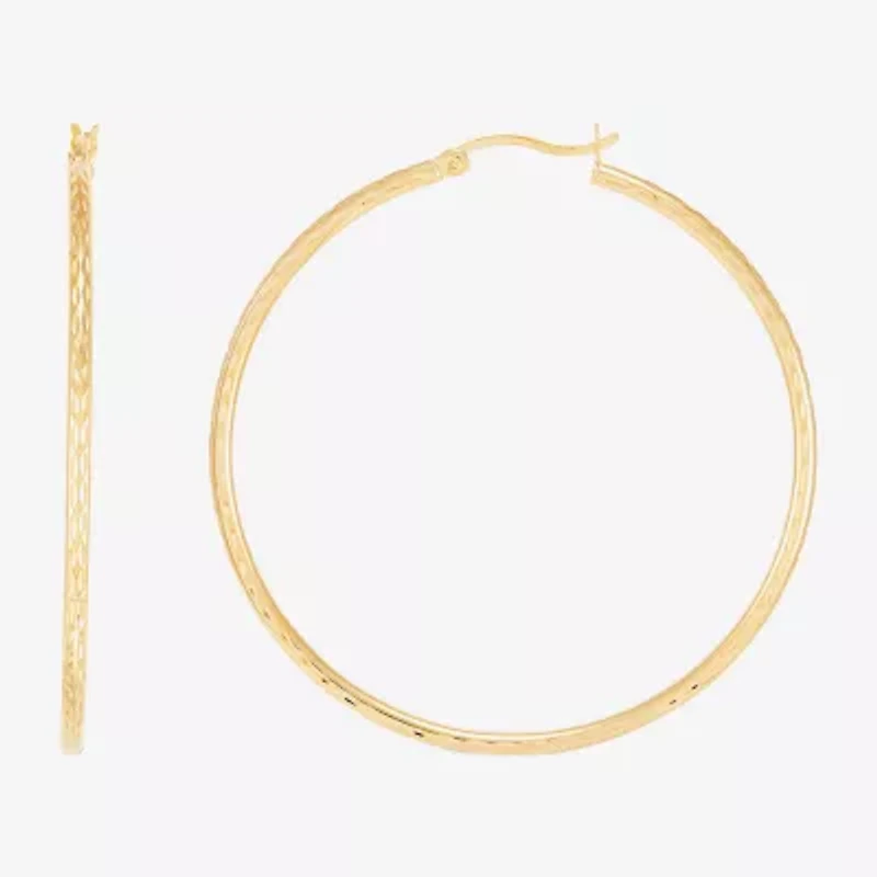 Silver Addiction Womens 14K Gold Over Silver 64mm Hoop Earrings