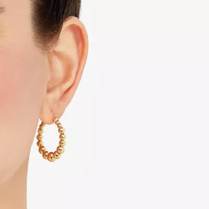 Silver Addiction Womens 14K Gold Over Silver 25mm Hoop Earrings