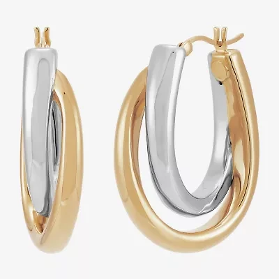 Silver Addiction Womens 14K Two Tone Gold Over Silver Hoop Earrings