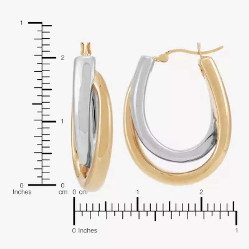 Silver Addiction Womens 14K Two Tone Gold Over Silver Hoop Earrings