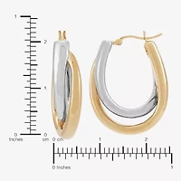 Silver Addiction Womens 14K Two Tone Gold Over Silver Hoop Earrings